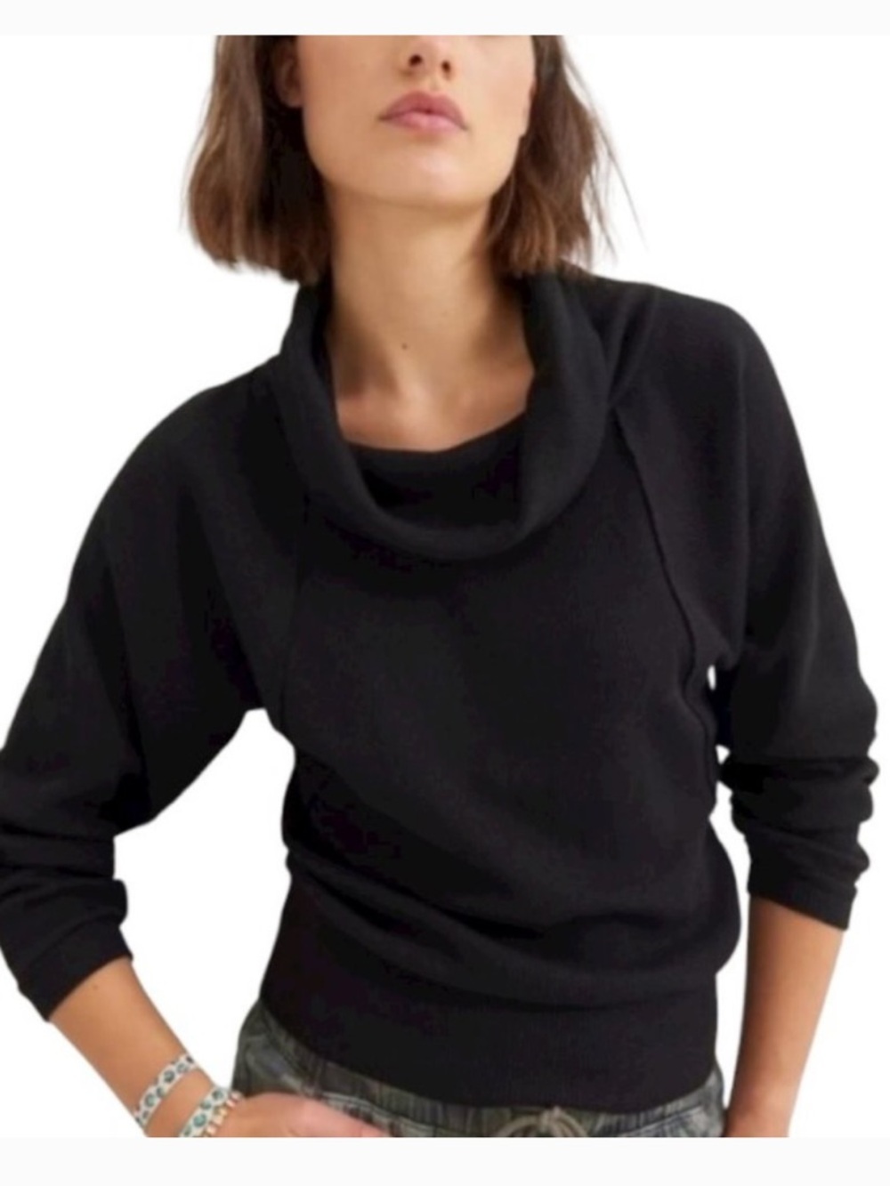 Anthro | Pilcro Women's Angie Mock‎ Neck Raglan Long Sleeve Waffle Knit Top
